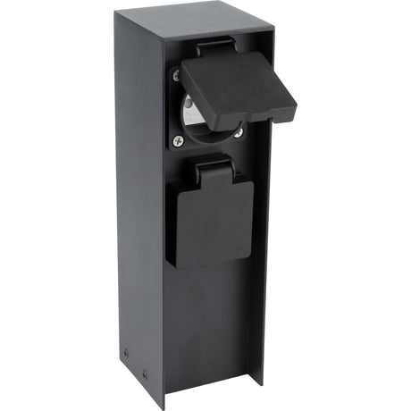 Borne de jardin à fixer 16A IP44 - aluminium noir - Zenitech