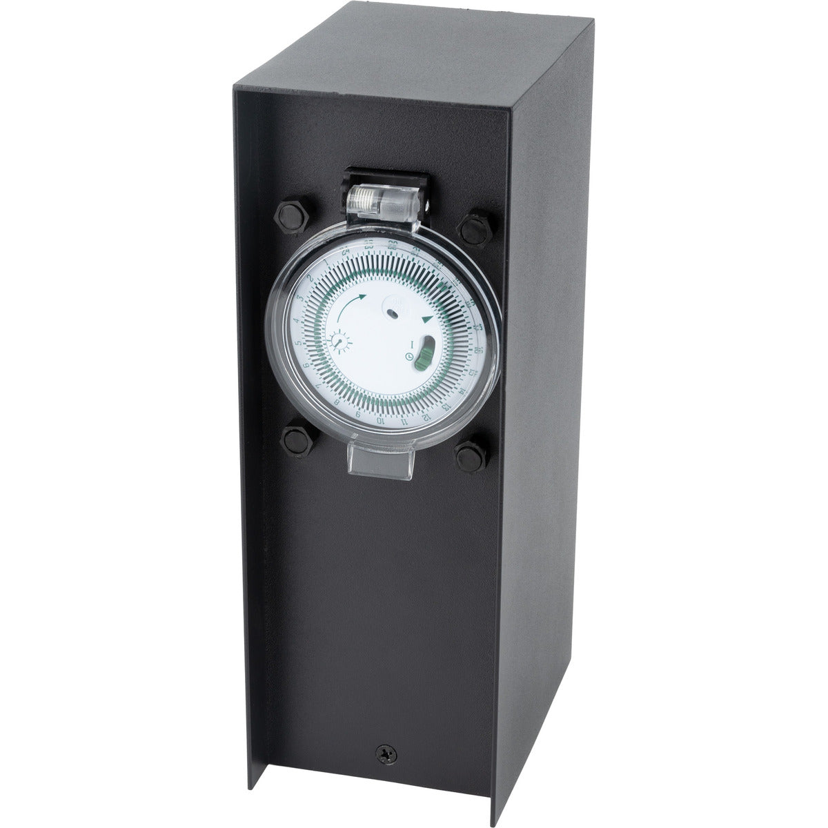 Borne de jardin à fixer 2x16A + programmateur IP44 - Alu Noir - Zenitech