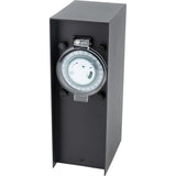 Borne de jardin à fixer 2x16A + programmateur IP44 - Alu Noir - Zenitech