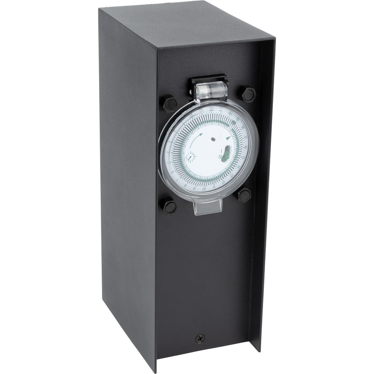 Borne de jardin à fixer 2x16A + programmateur IP44 - Alu Noir - Zenitech