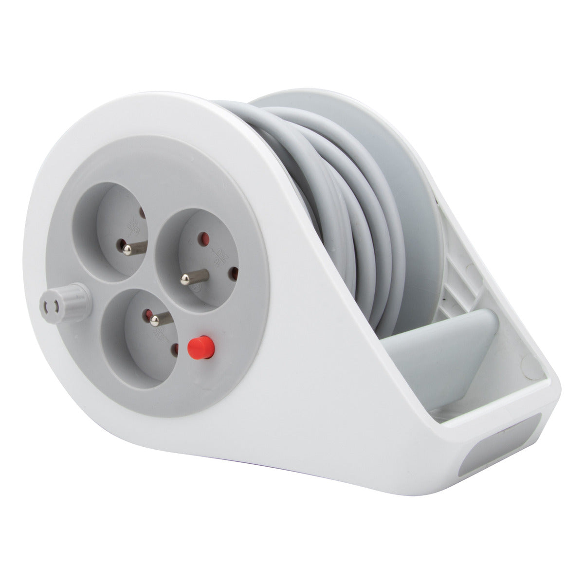 Enrouleur électrique Compact Zenitech – 3 Prises 2P T, 7 Mètres, Couleur Taupe – Coupe-circuit 16A Enrouleur électrique Compact Zenitech – 3 Prises 2P T, 7 Mètres, Couleur Taupe – Coupe-circuit 16A