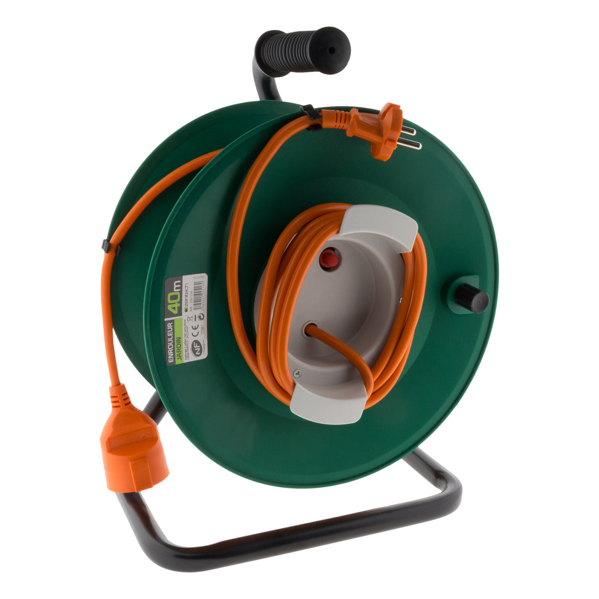 Enrouleur sans prise 2x1,5 mm² métal coupe circuit - Zenitech