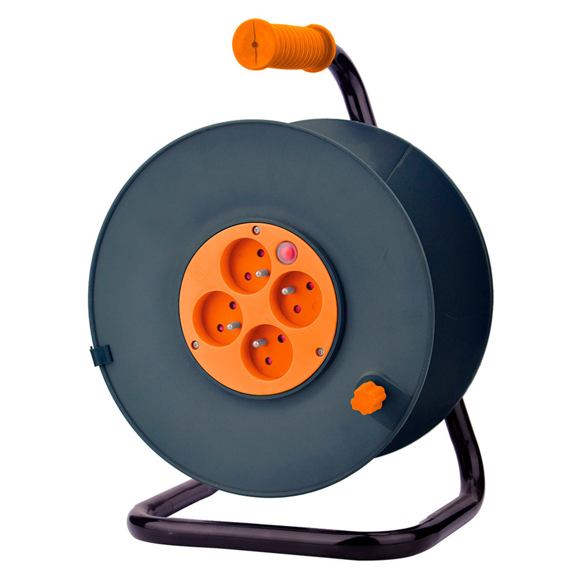 Enrouleur 4 prises 2P+T 16A vide à câbler + coupe-circuit - Orange - Zenitech