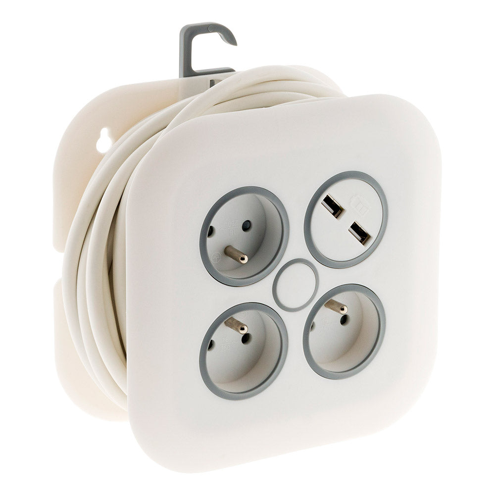 Enrouleur domestique 3 x 2P+T 16A + 2x USB - Zenitech