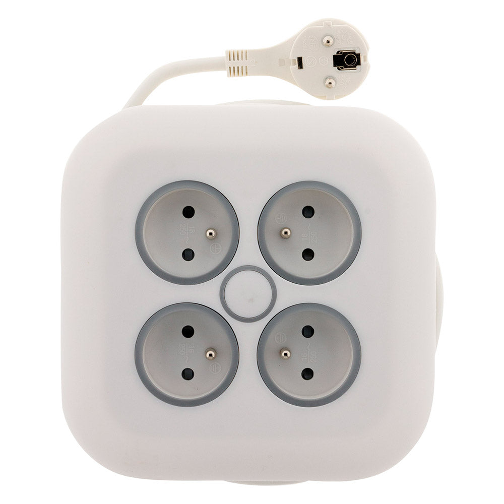 Enrouleur domestique 4x16A 2P+T fiche extraplate 3G1mm² 7m - blanc - Zenitech