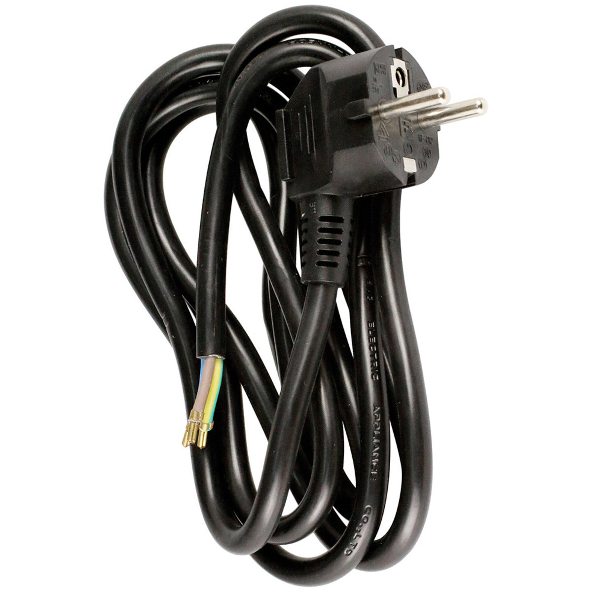 Lot de 6 cordons d'alimentation avec prise 16A 3G1,5mm² 2m - Noir - Zenitech