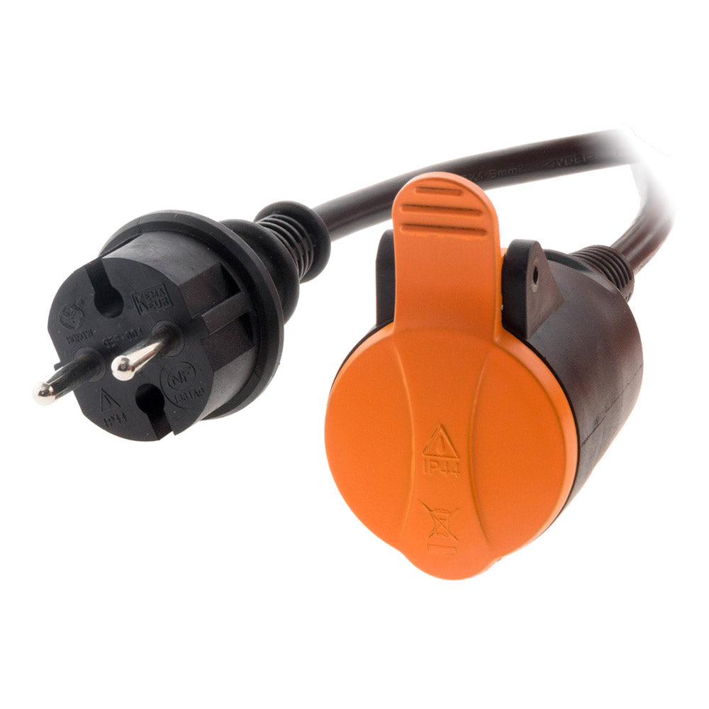 Rallonge étanche 2P H05VV-F 2x 1,5mm² avec clip de fixation orange - Zenitech