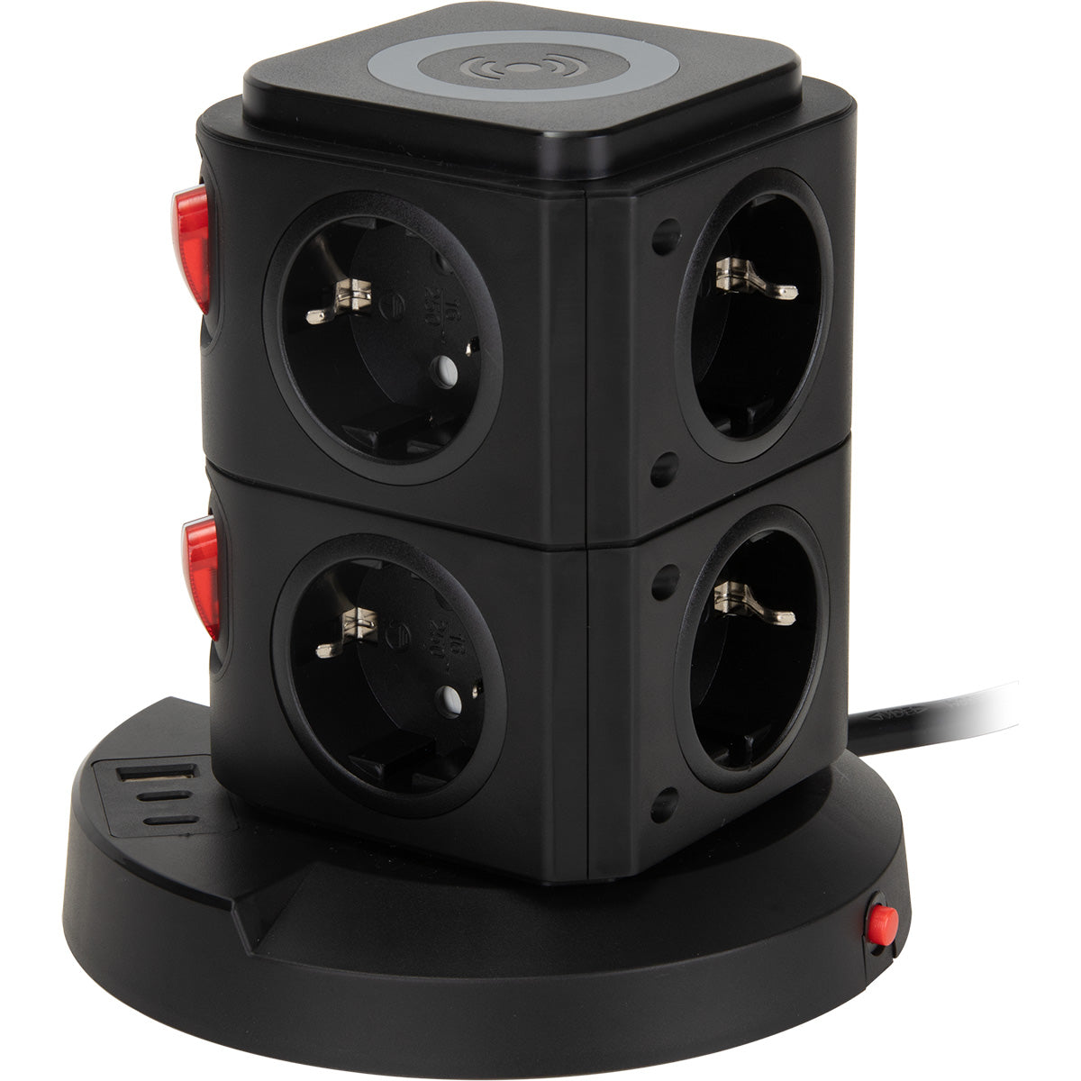 Tour multiprise induction 8 prises Schuko 16A+ USB - Watt and Co