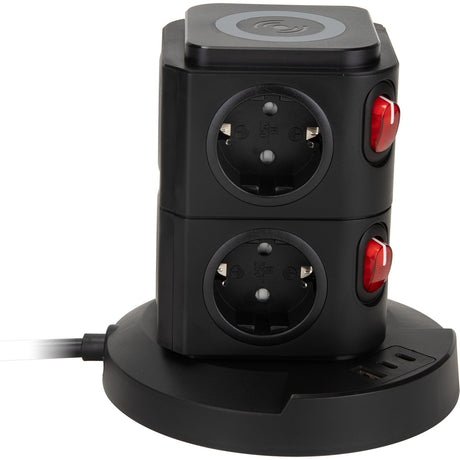 Tour multiprise induction 8 prises Schuko 16A+ USB - Watt and Co