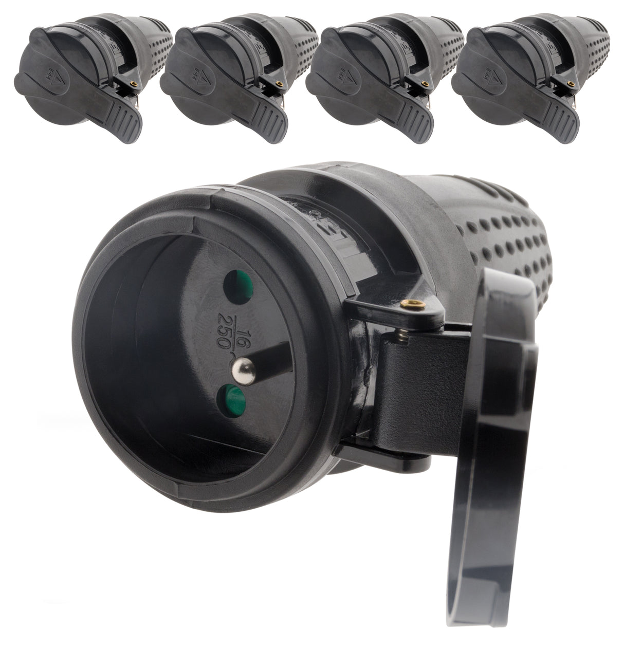 Fiche caoutchouc femelle 16A 2P+T - Zenitech