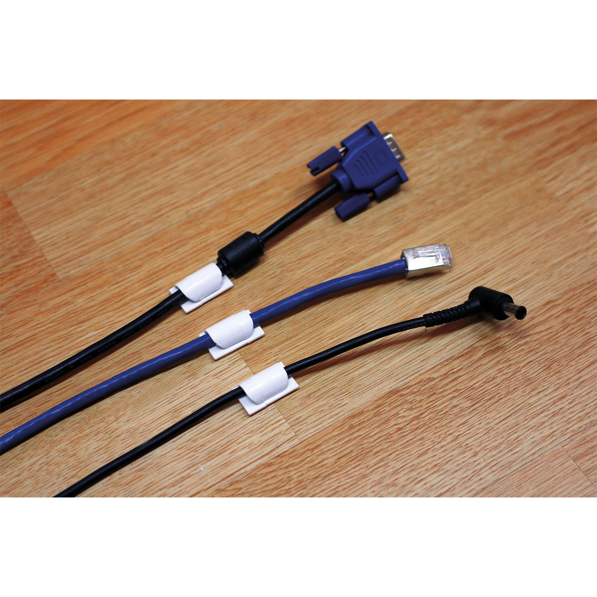 Lot de 6 clips larges (auto-collants) pour cordons et câbles - Zenitech
