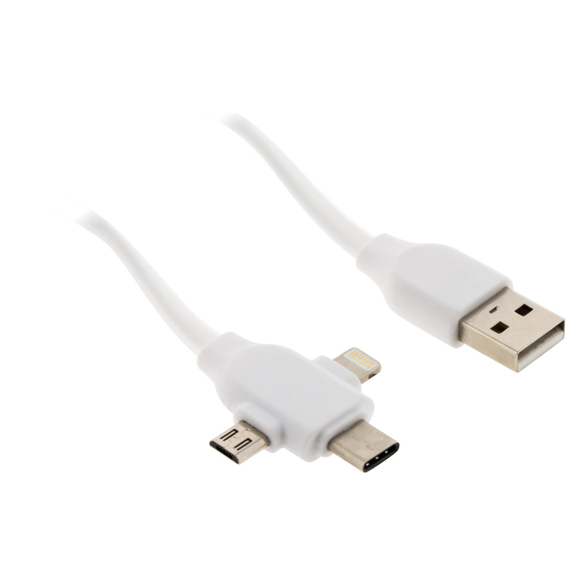 Câble USB universel avec triple sortie USB-C, Micro USB et Lightning pour iPhone / iPad