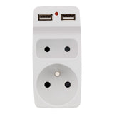 Biplite 6A + 16A avec 2 chargeurs USB -Blanc