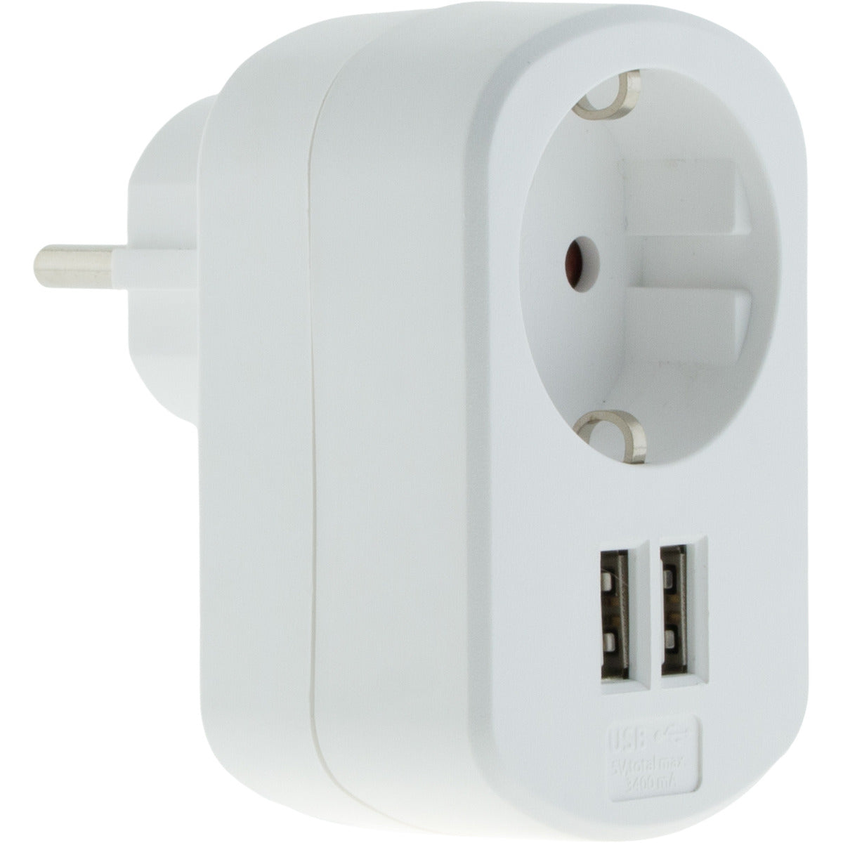 Prise Schuko 16A + 2 USB A 3,4A - Blanc - Zenitech