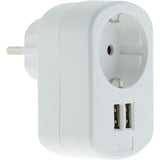 Prise Schuko 16A + 2 USB A 3,4A - Blanc - Zenitech