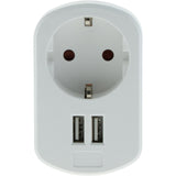Prise Schuko 16A + 2 USB A 3,4A - Blanc - Zenitech