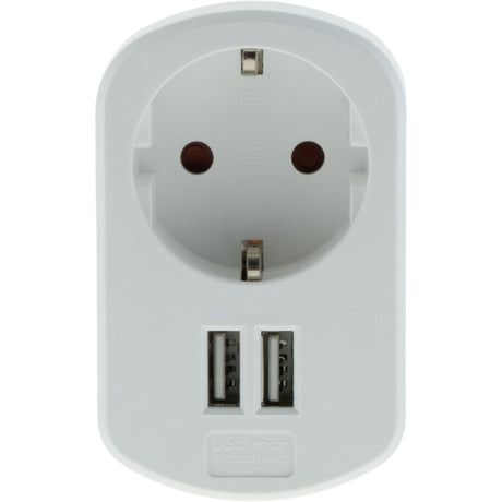 Prise Schuko 16A + 2 USB A 3,4A - Blanc - Zenitech