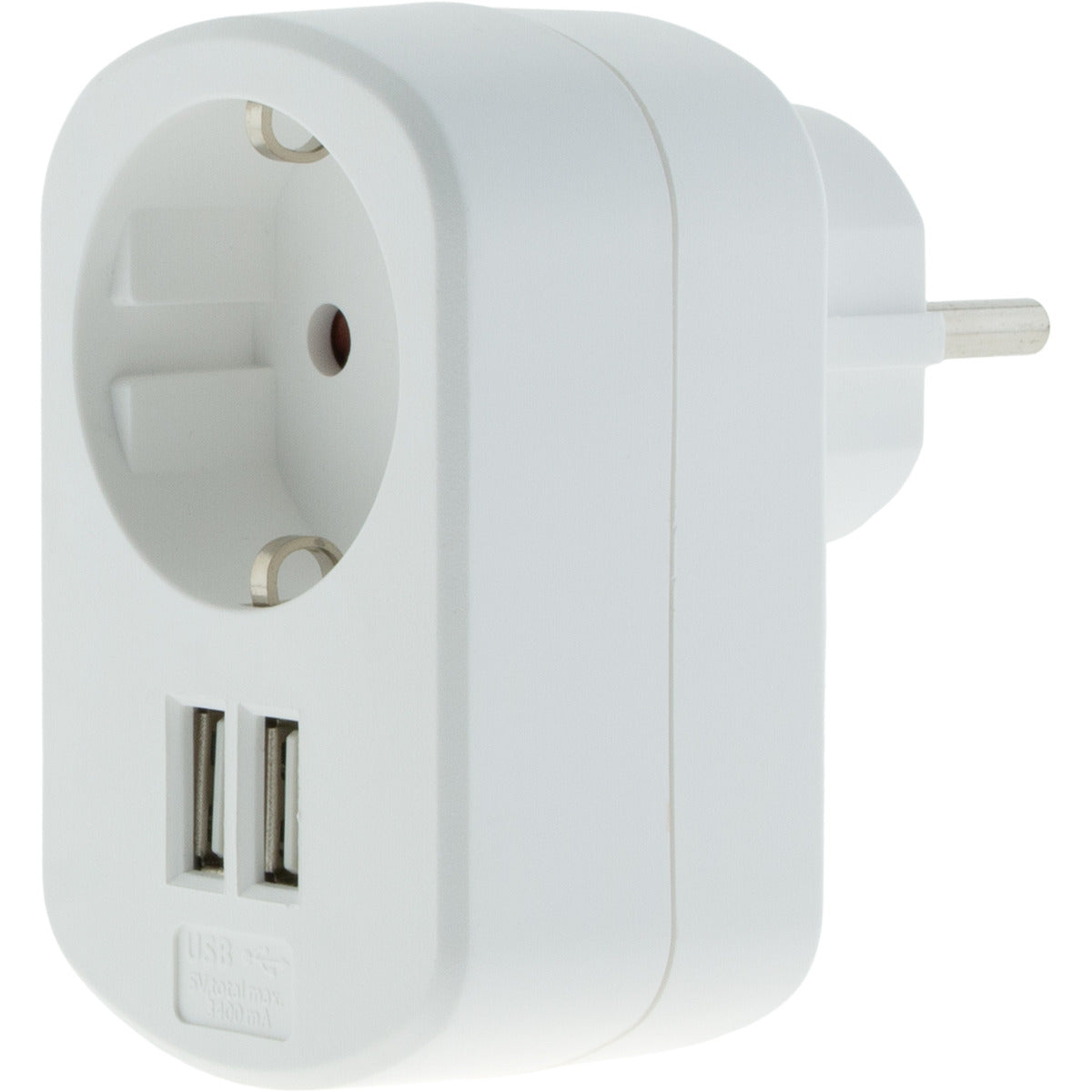 Prise Schuko 16A + 2 USB A 3,4A - Blanc - Zenitech