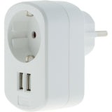 Prise Schuko 16A + 2 USB A 3,4A - Blanc - Zenitech