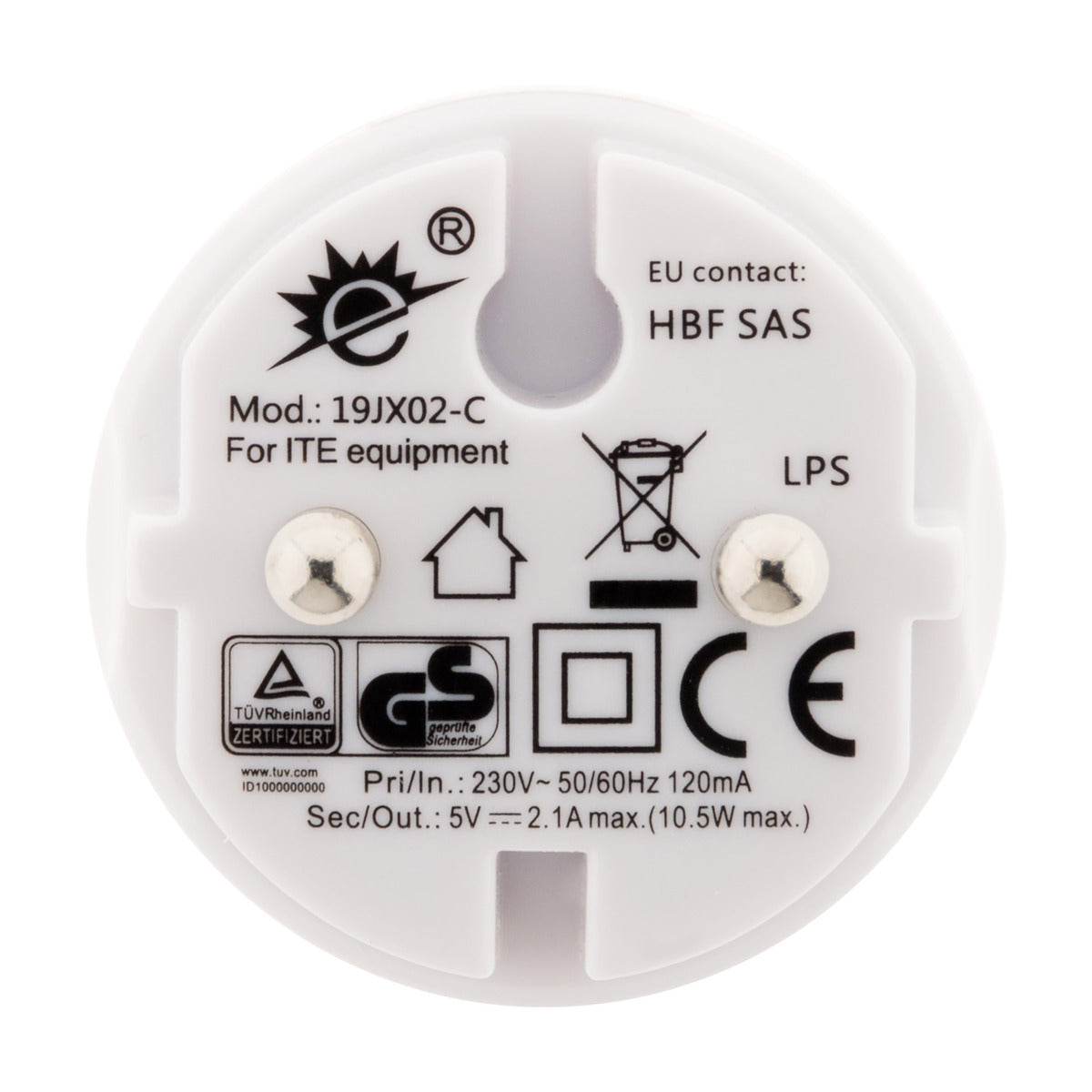 Double chargeur USB 2,1A avec anneau d'extraction Blanc - Zenitech