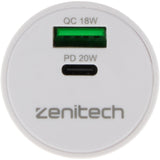 Mini chargeur USB A+C - Quick Charge - 20W - Zenitech