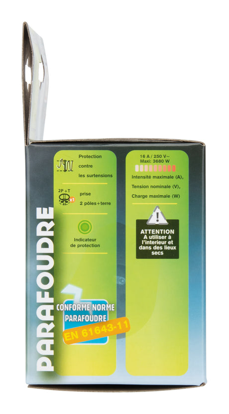 Parafoudre 1 prise simple - Noir - Zenitech