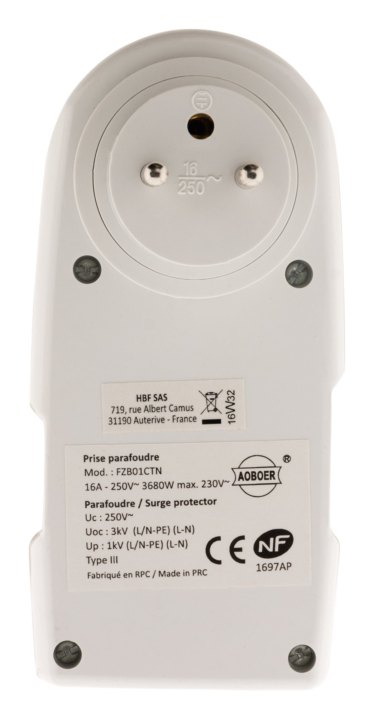Prise parafoudre téléphone + TV SAT Ø9,52mm - Zenitech