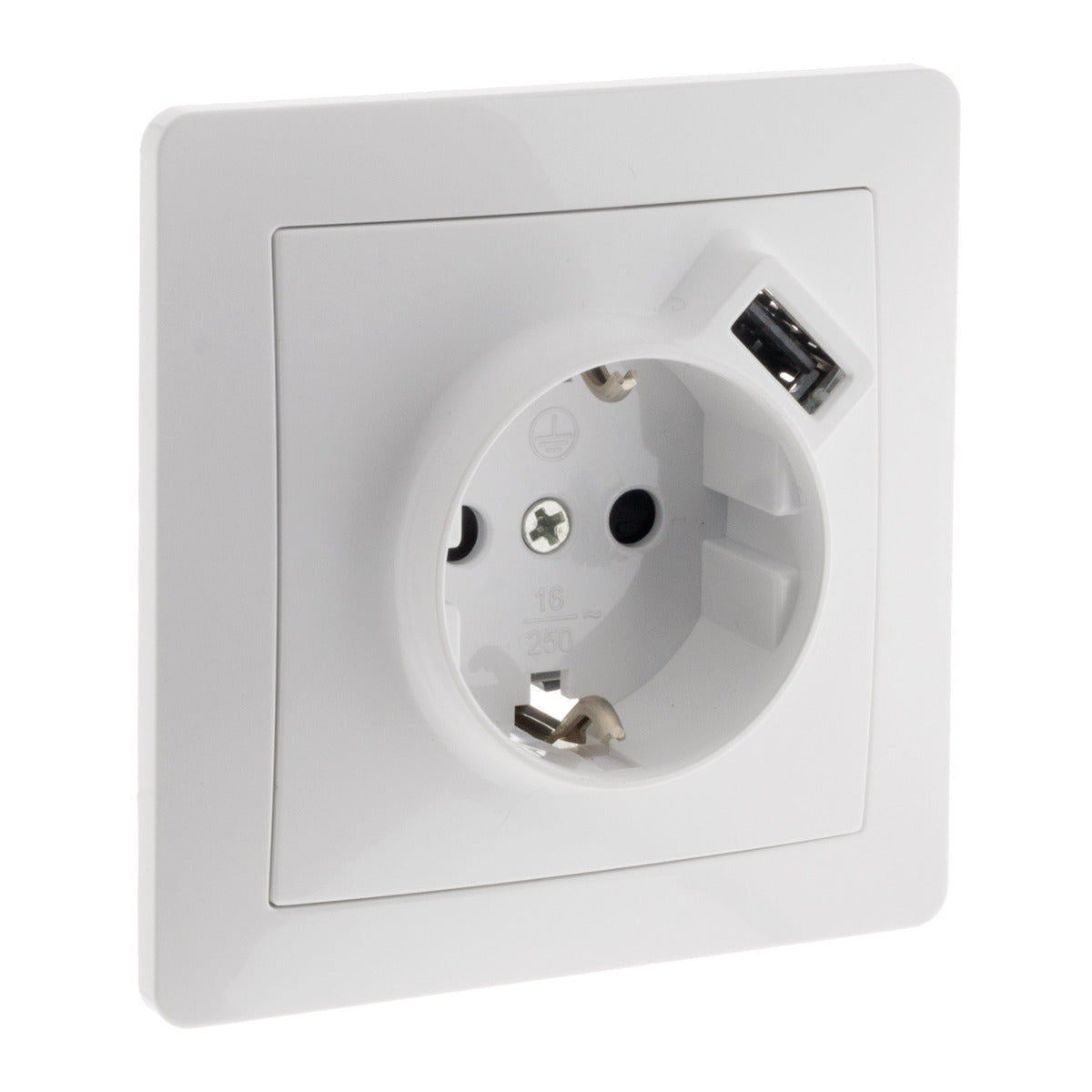 Prise encastrée Schuko + USB A - Blanc - Orys - Zenitech