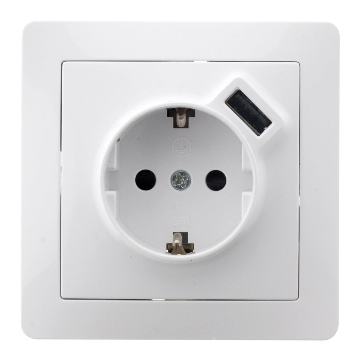 Prise encastrée Schuko + USB A - Blanc - Orys - Zenitech