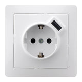 Prise encastrée Schuko + USB A - Blanc - Orys - Zenitech