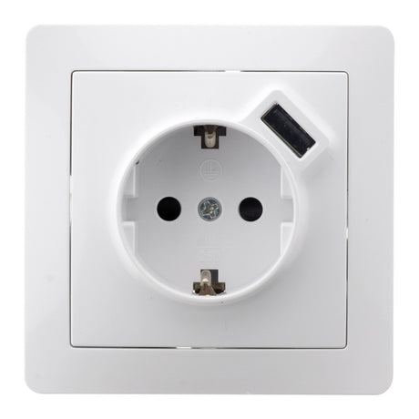 Prise encastrée Schuko + USB A - Blanc - Orys - Zenitech