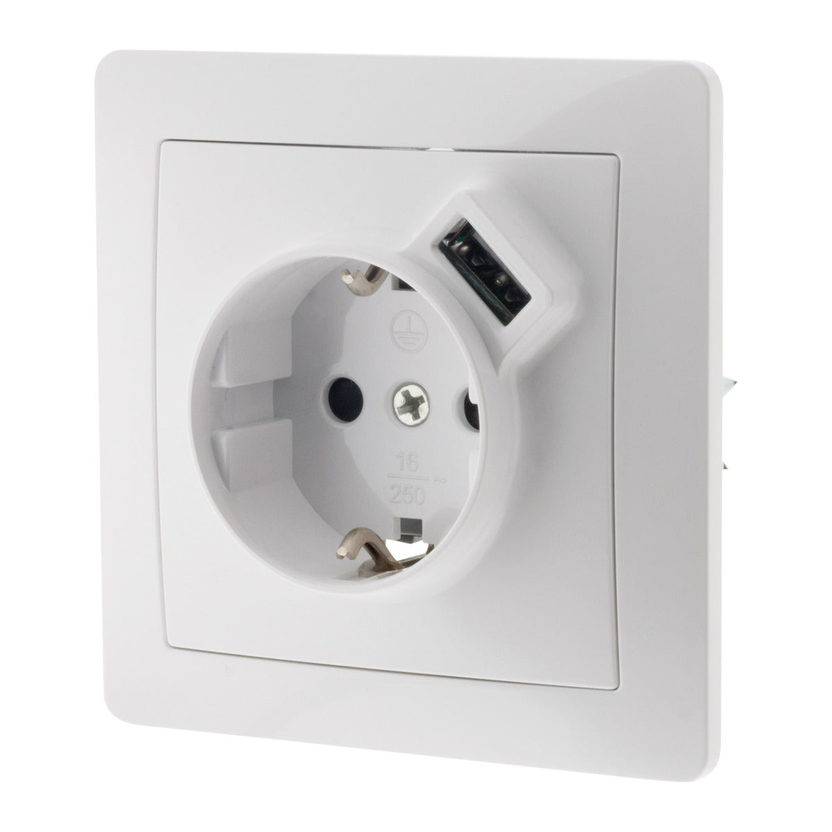 Prise encastrée Schuko + USB A - Blanc - Orys - Zenitech