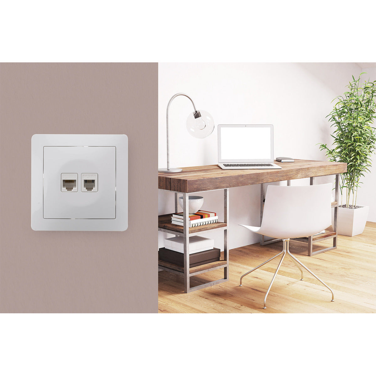Prise téléphone RJ11+RJ45 encastrable - Blanc - Orys - Zenitech