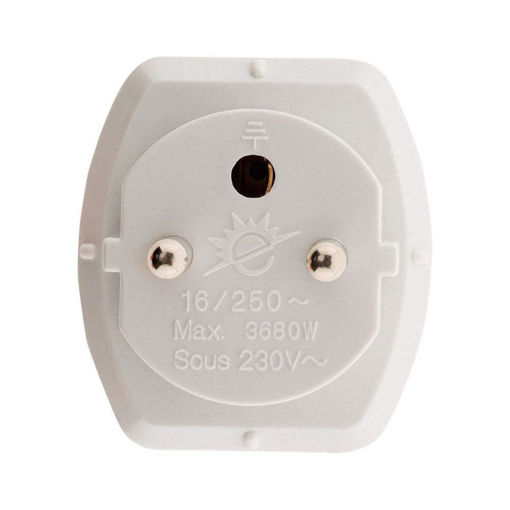 Adaptateur électrique mâle France - femelle Schuko blanc - Zenitech