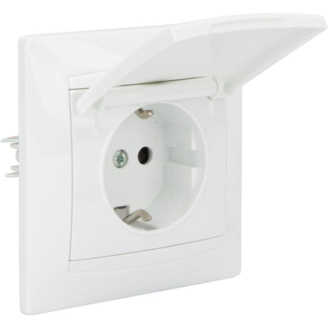 Prise Schuko à clapet encastrée - Blanc - Zyna - Zenitech