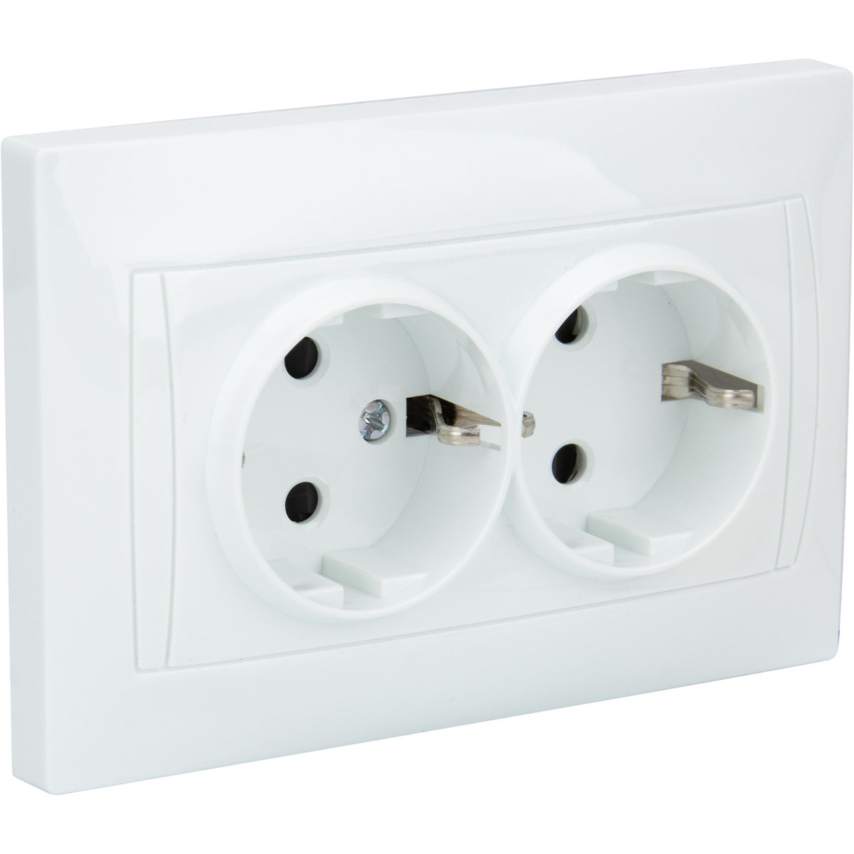 Double prise Schuko monoposte encastrée - Blanc - Zyna - Zenitech