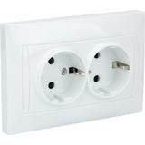 Double prise Schuko monoposte encastrée - Blanc - Zyna - Zenitech