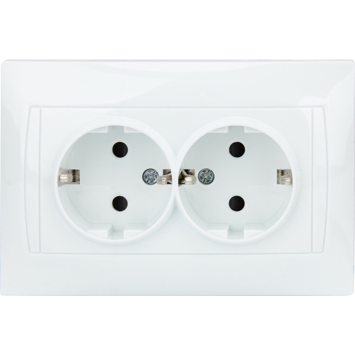 Double prise Schuko monoposte encastrée - Blanc - Zyna - Zenitech