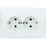 Double prise Schuko monoposte encastrée - Blanc - Zyna - Zenitech