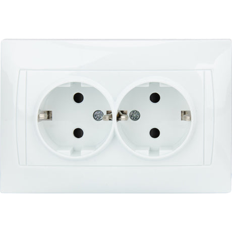 Double prise Schuko monoposte encastrée - Blanc - Zyna - Zenitech