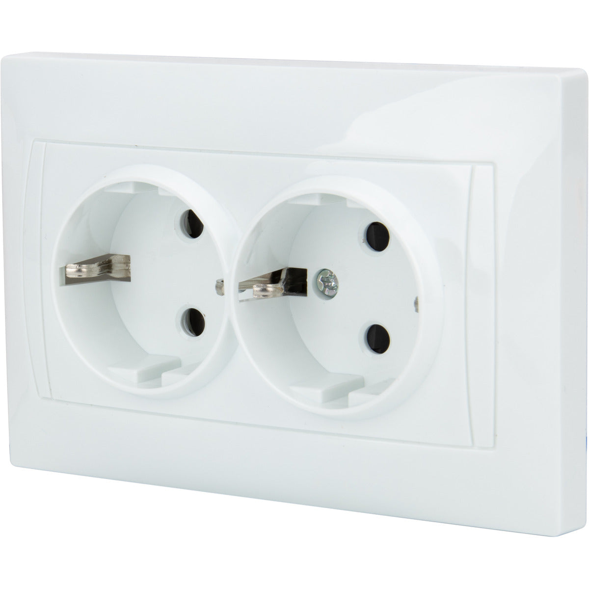 Double prise Schuko monoposte encastrée - Blanc - Zyna - Zenitech