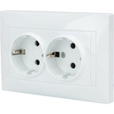 Double prise Schuko monoposte encastrée - Blanc - Zyna - Zenitech