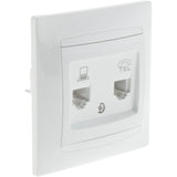 Prise RJ11 + RJ45 encastrées Zyna - Blanc - Zenitech