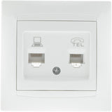 Prise RJ11 + RJ45 encastrées Zyna - Blanc - Zenitech
