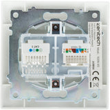 Prise RJ11 + RJ45 encastrées Zyna - Blanc - Zenitech