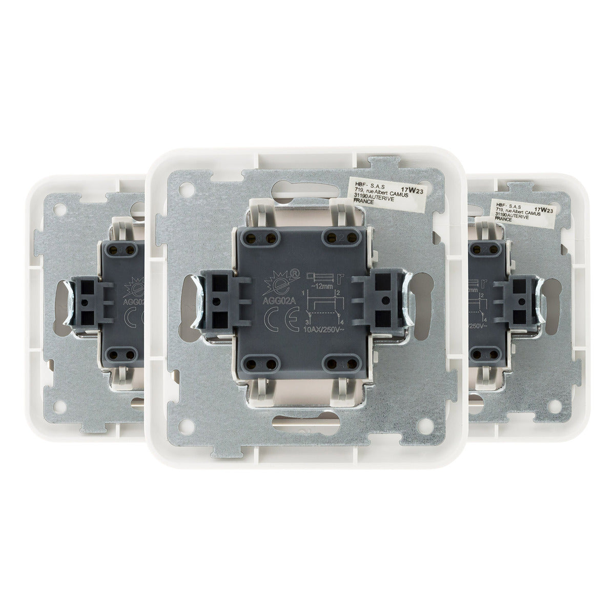 Lot de 3 interrupteurs simples 10A - Zenitech
