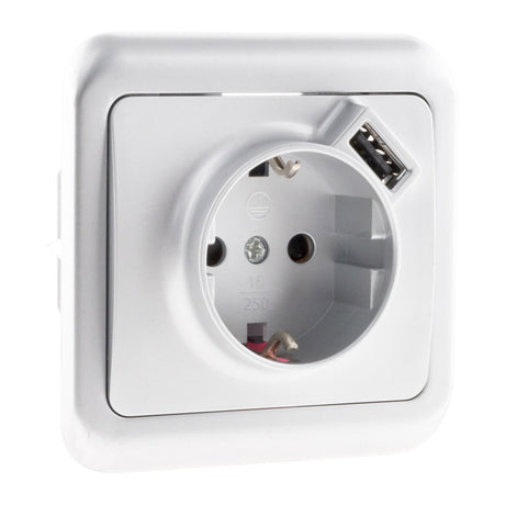 Prise encastrée Schuko 16A + USB A - Antaria - Zenitech