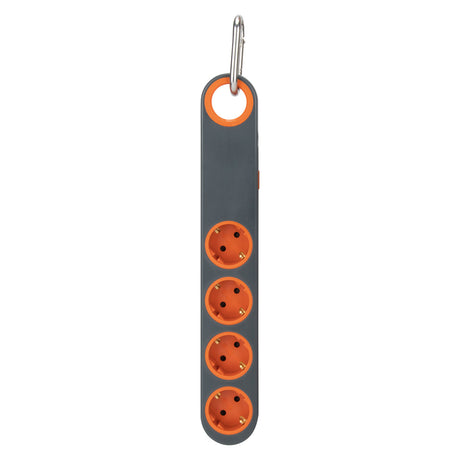 Multiprise 4 prises Schuko 16A + lumière - Gris/Orange - Klipo - Zenitech