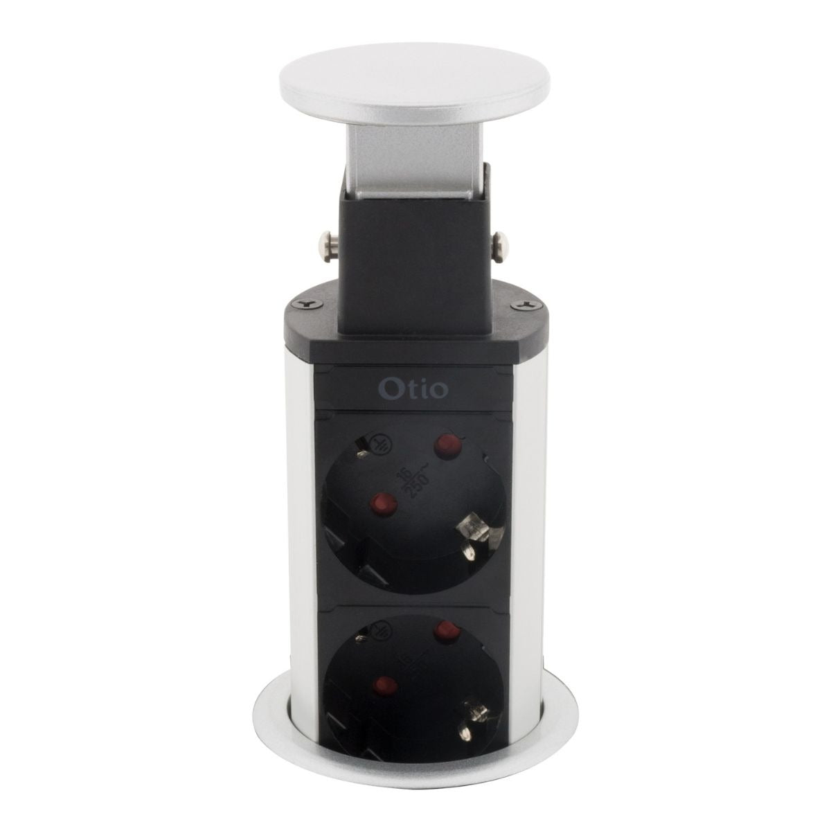 Multiprise encastrable Schuko 3x16A + 2 ports USB A - Blanc/Noir - Otio