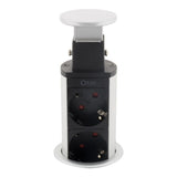 Multiprise encastrable Schuko 3x16A + 2 ports USB A - Blanc/Noir - Otio